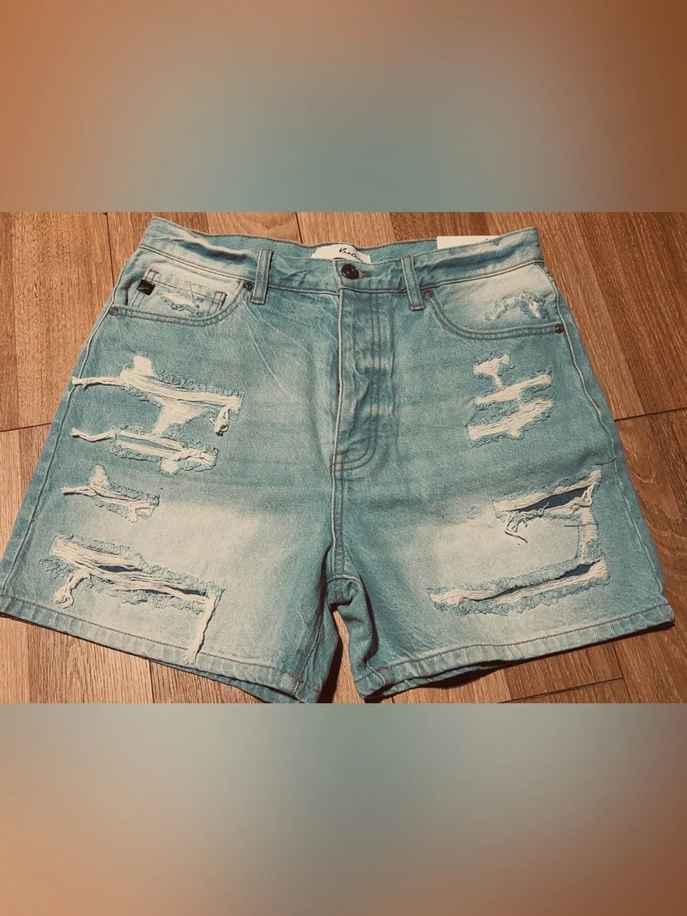 KanCan Light Blue Ripped Denim Shorts